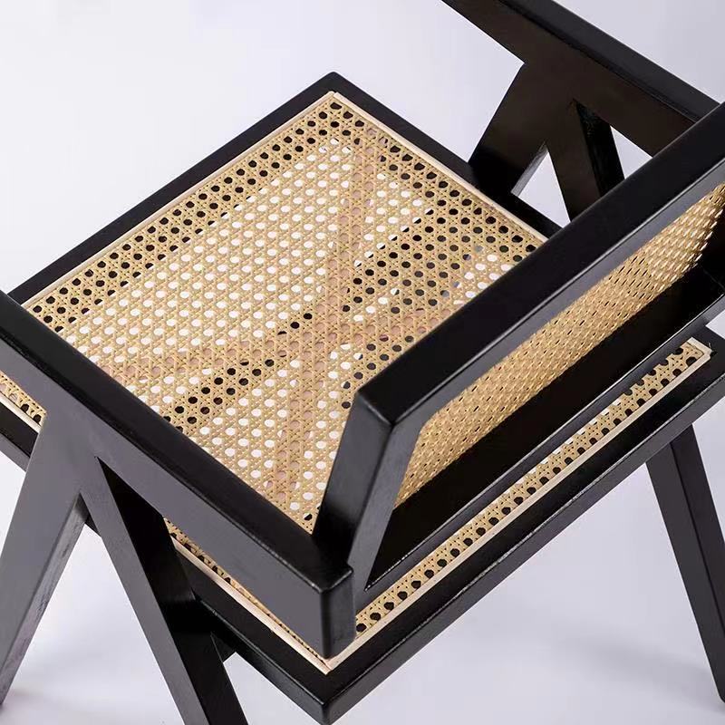 Nordic Wood & Rattan Armchair - Balcony/Living Room