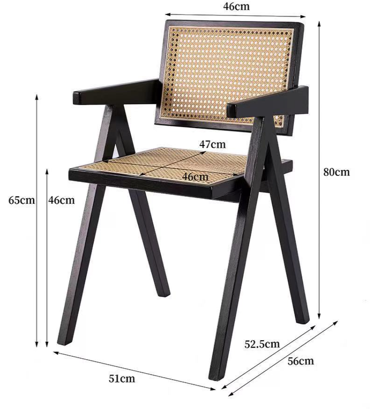 Nordic Wood & Rattan Armchair - Balcony/Living Room