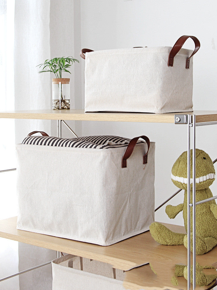 Cotton Linen Storage Basket - Foldable Home Organizer
