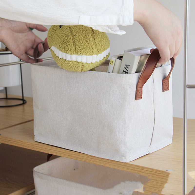 Cotton Linen Storage Basket - Foldable Home Organizer