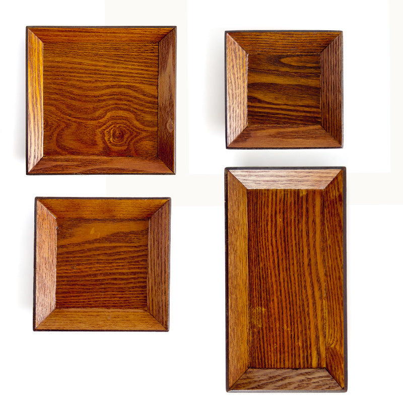 Acacia Wood Square Plate Set - Serving Tray
