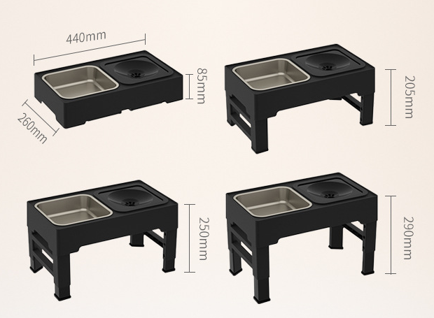 Elevated Dog Bowls - Adjustable Stainless Double Feeder