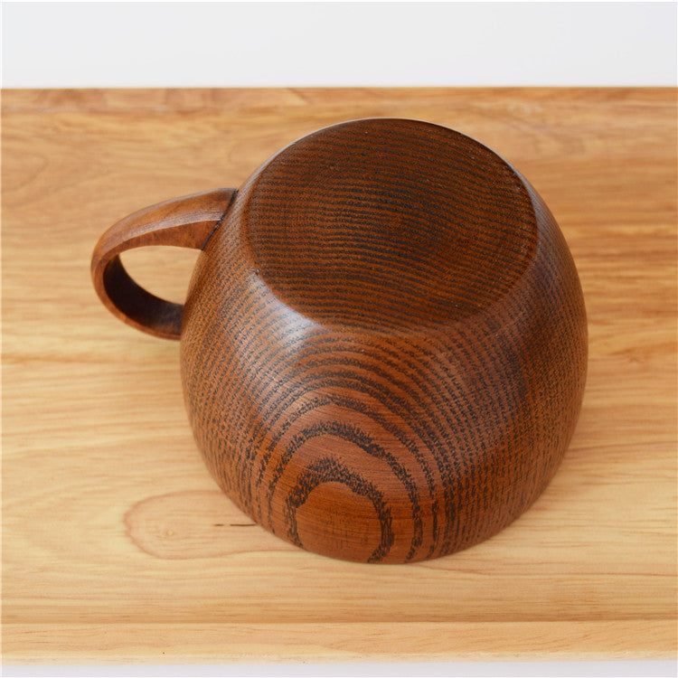 Wood Coffee Mug with Handle - Natural Whole Wood Cup