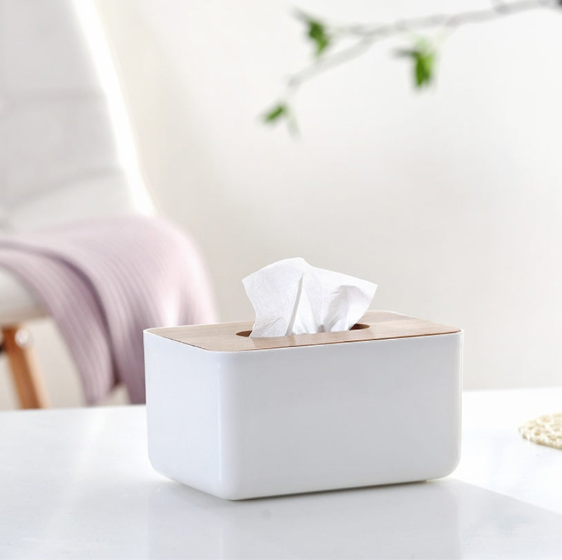 Bamboo Tissue Box Cover - Square Wood Dispenser