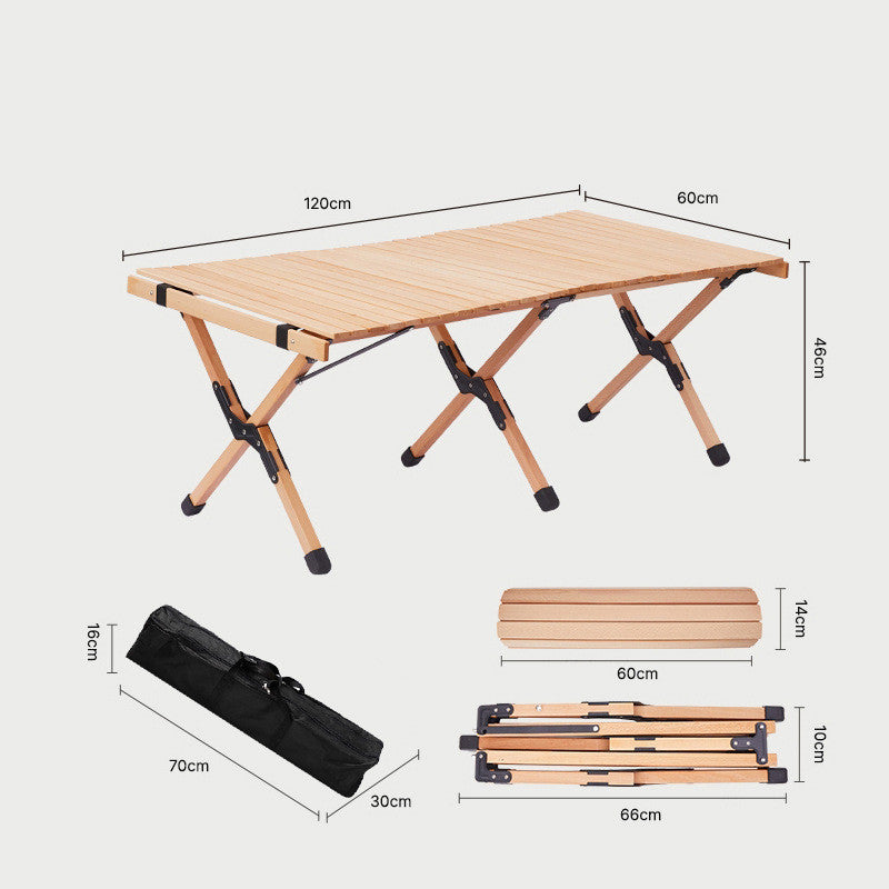 Beech Wood Egg Roll Table - Outdoor Portable Folding