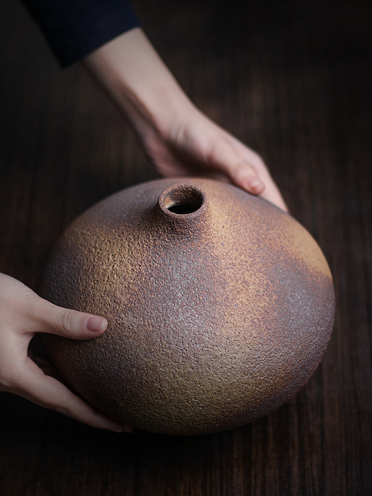 Japanese Stoneware Vase - Wood-fired Ceramic Flower