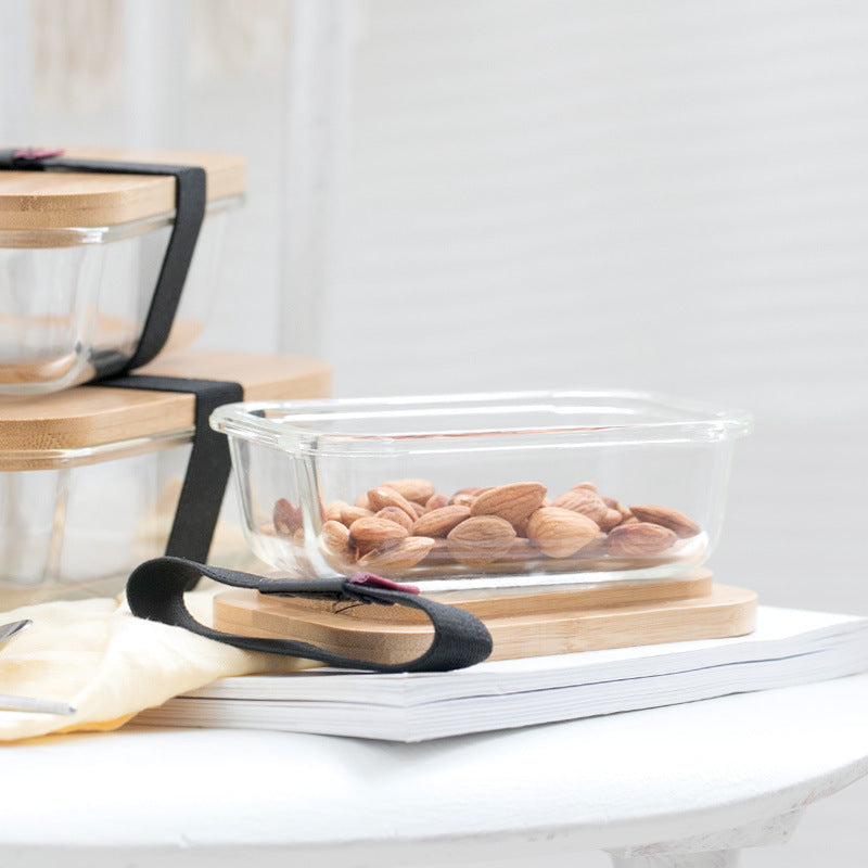 Glass Crisper with Bamboo Lid - Airtight Food Storage