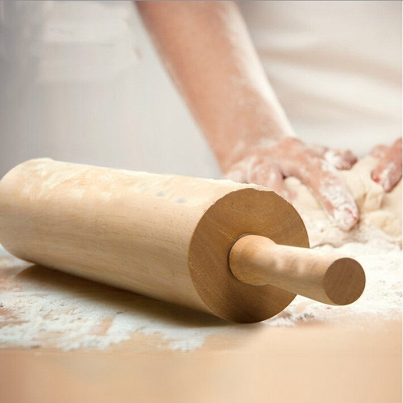 Rubber Wood Rolling Pin - Durable for Baking