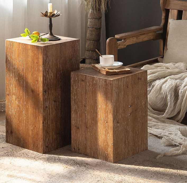 Retro Wood Side Table - Small Square