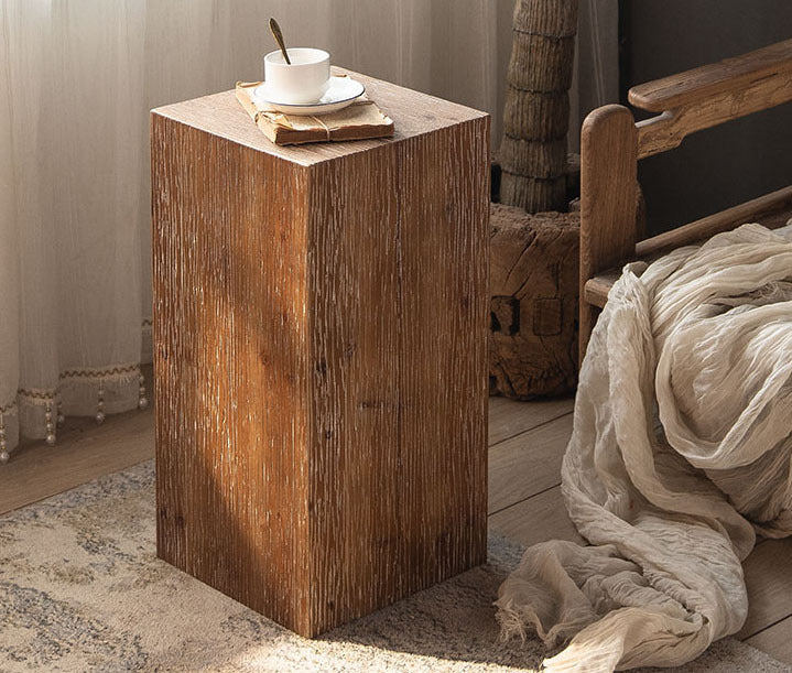 Retro Wood Side Table - Small Square