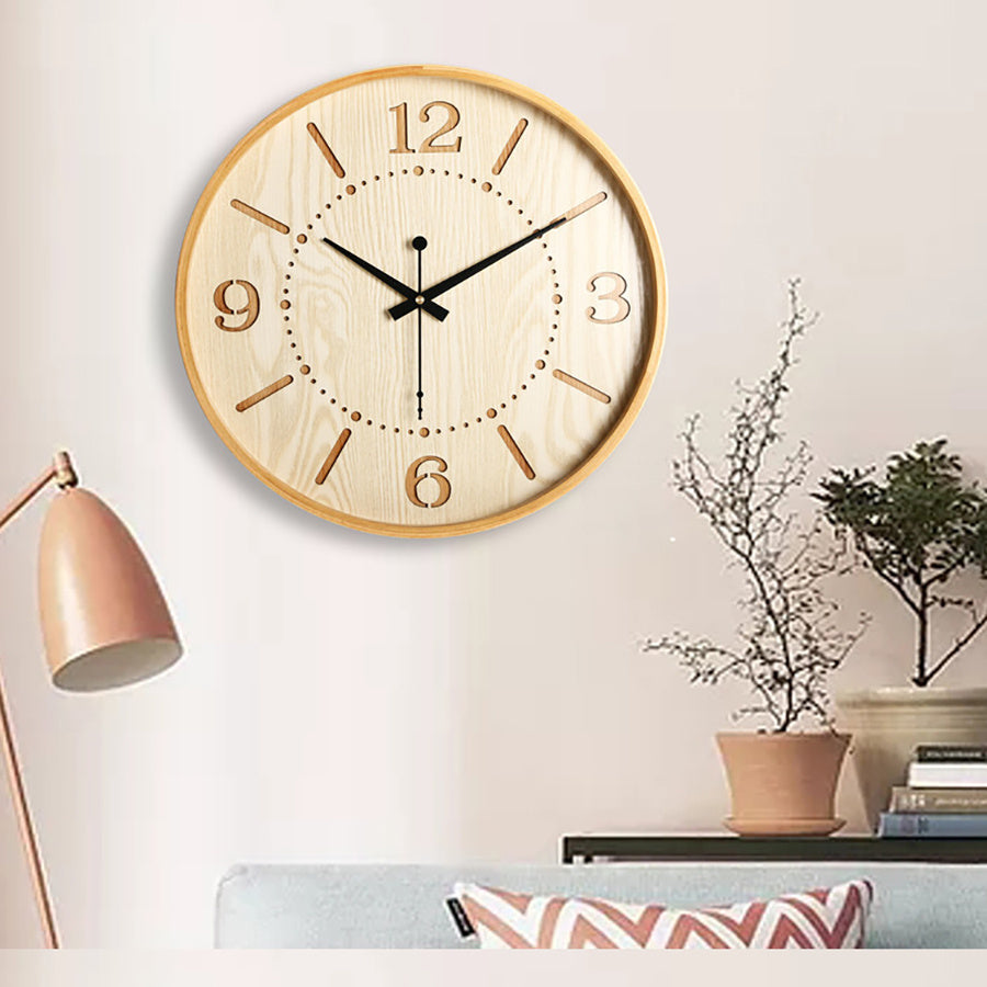Modern Wood Wall Clock - Minimalist Silent Timepiece