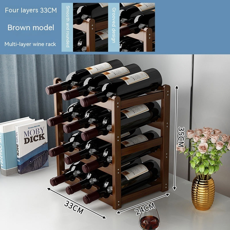 Wood Wine Display Rack - Decorative Cabinet Organizer