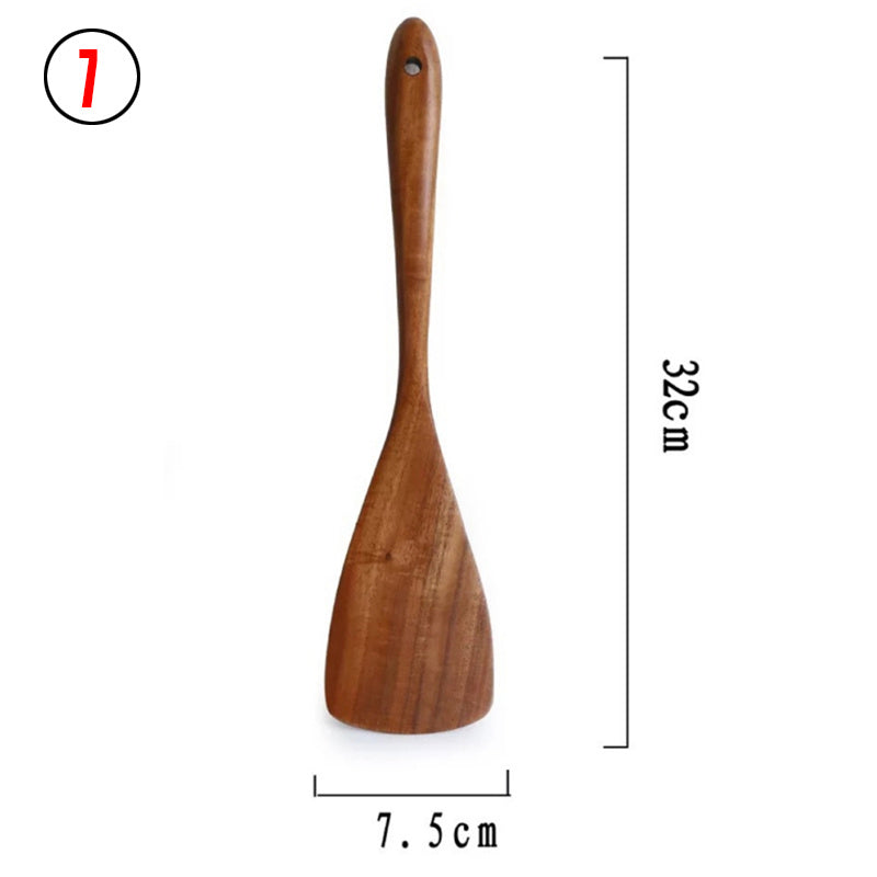 Teak Wood Tableware Set - Spoon, Ladle, Turner