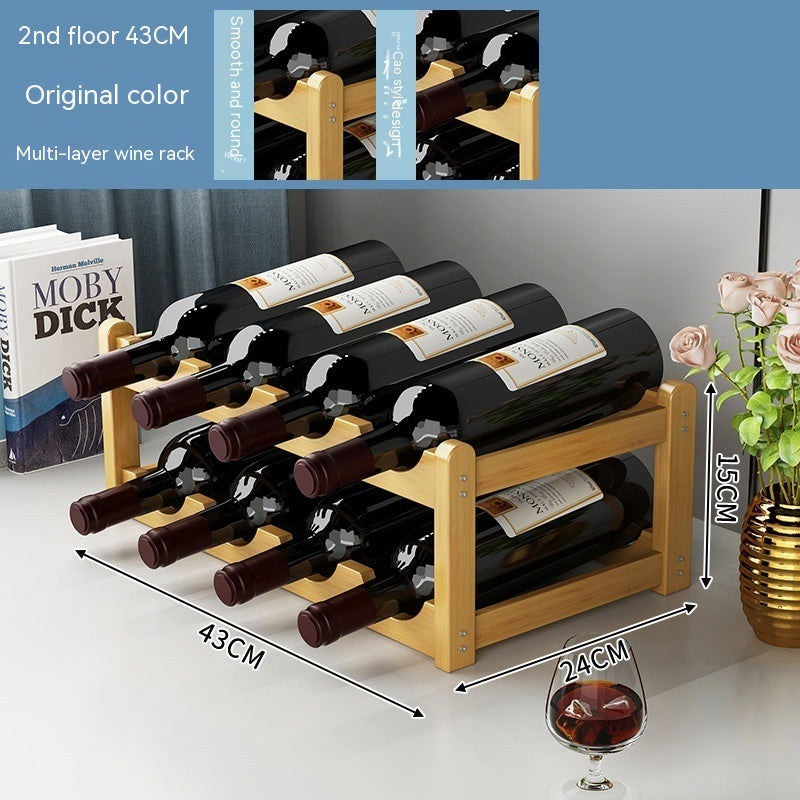 Wood Wine Display Rack - Decorative Cabinet Organizer