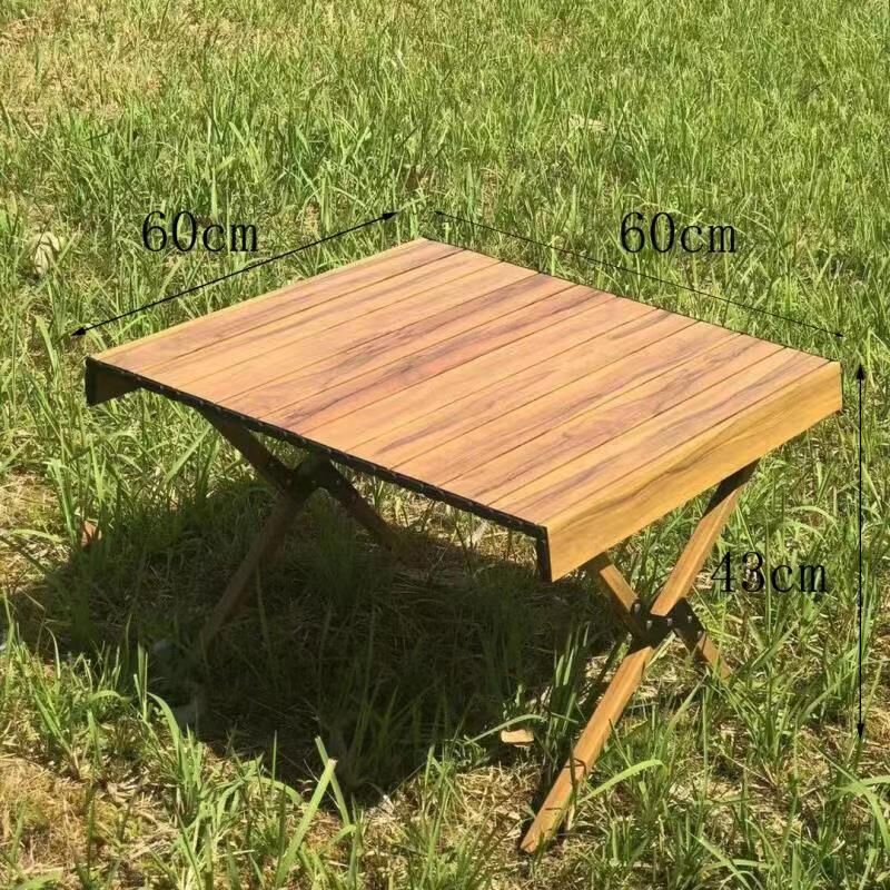Wood Grain Camping Table - Portable Folding