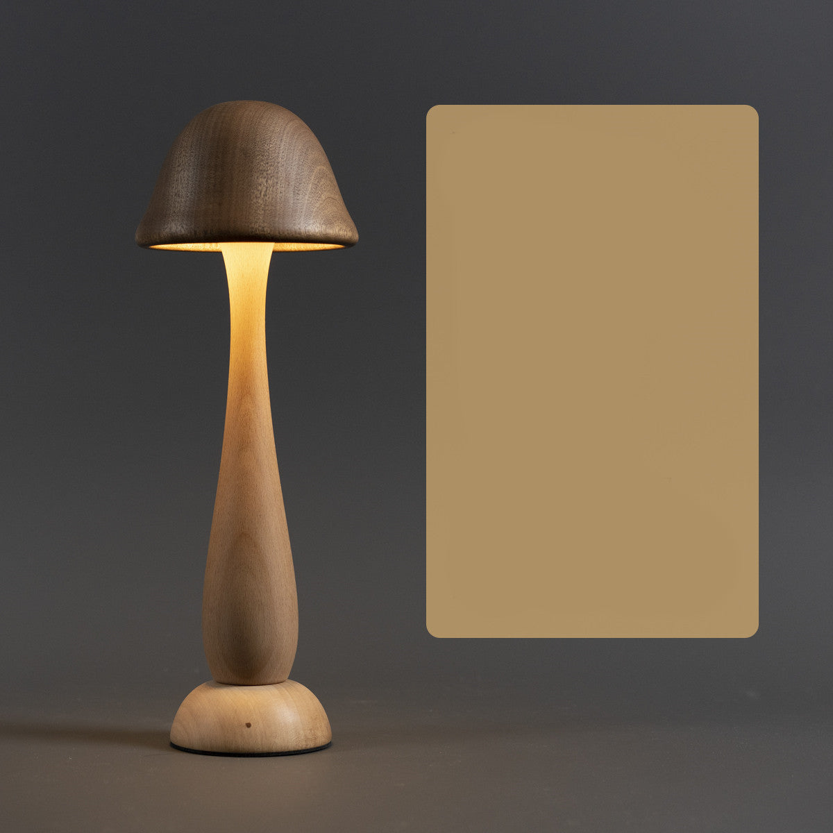 Mushroom Wood Table Lamp - Touch Dimming Night Light