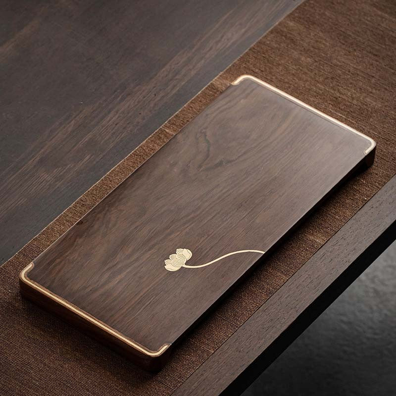Wood Tea Table with Sandalwood Inlay - Dry Bubble Tray