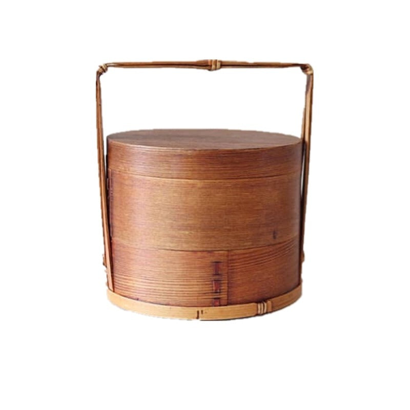 Retro Wood Lunch Box - Portable Picnic Container