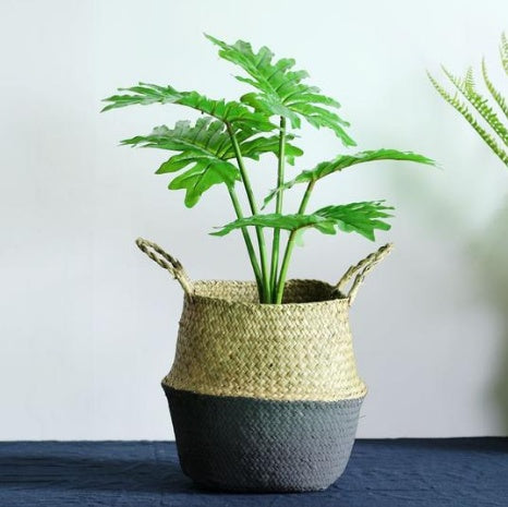 Wicker Planter Basket - Foldable Flower Pot Holder