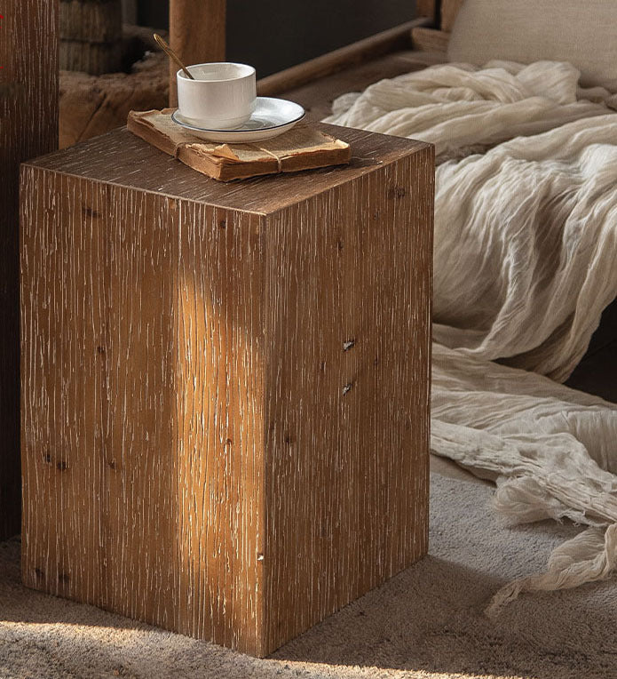 Retro Wood Side Table - Small Square