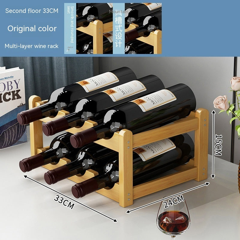 Wood Wine Display Rack - Decorative Cabinet Organizer