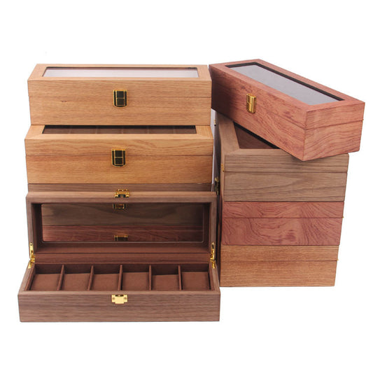 Retro Wood Watch Box - Vintage Storage Case