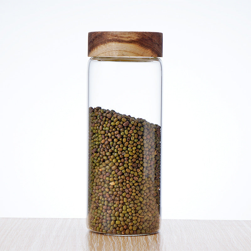 Glass Jam Jar with Wood Lid - Airtight Food Storage
