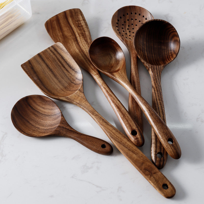 Teak Wood Tableware Set - Spoon, Ladle, Turner