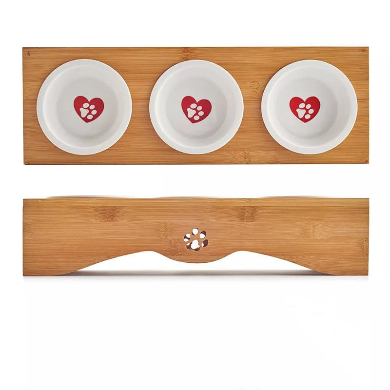 Bamboo Pet Food Table for Cats - Elevated Feeding
