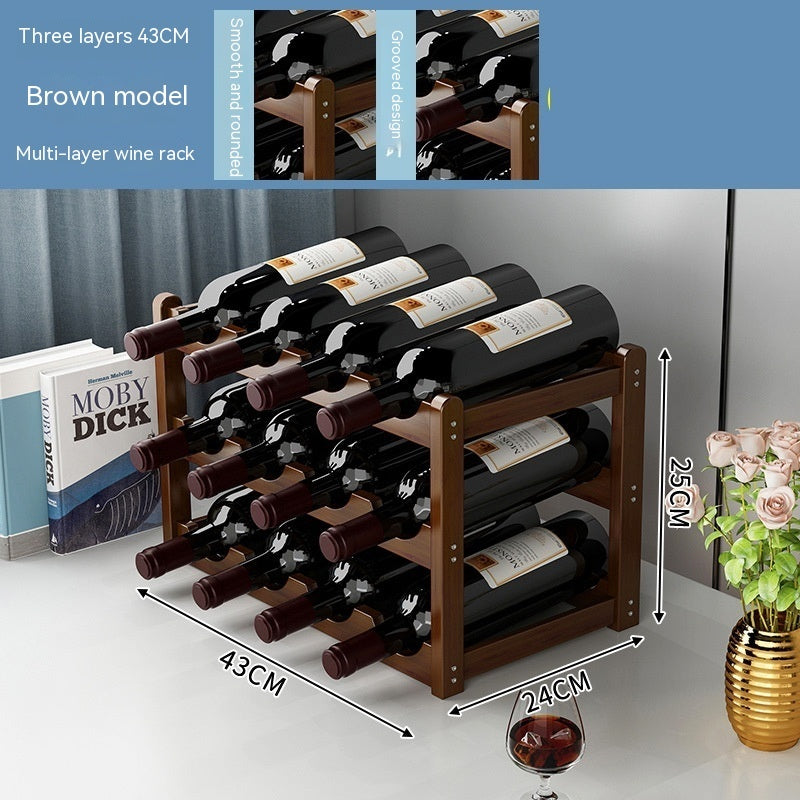 Wood Wine Display Rack - Decorative Cabinet Organizer