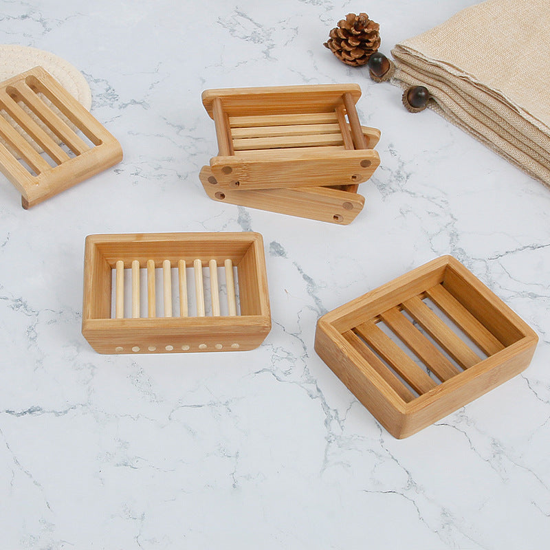 Bamboo Soap Dish with Drainage - Wood Holder
