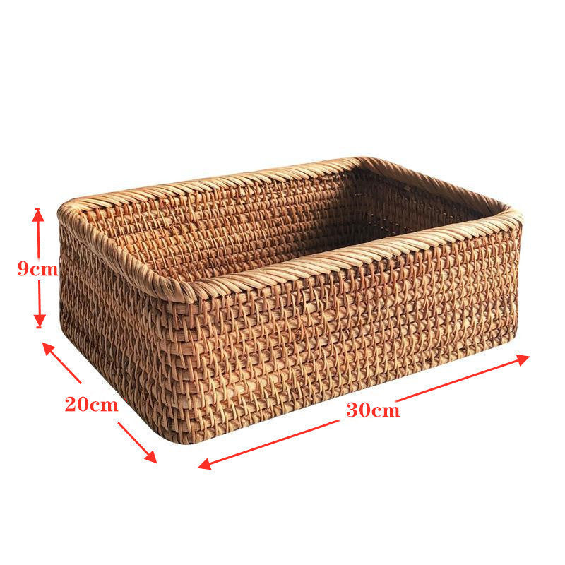 Rattan Storage Basket - Natural Woven Organizer