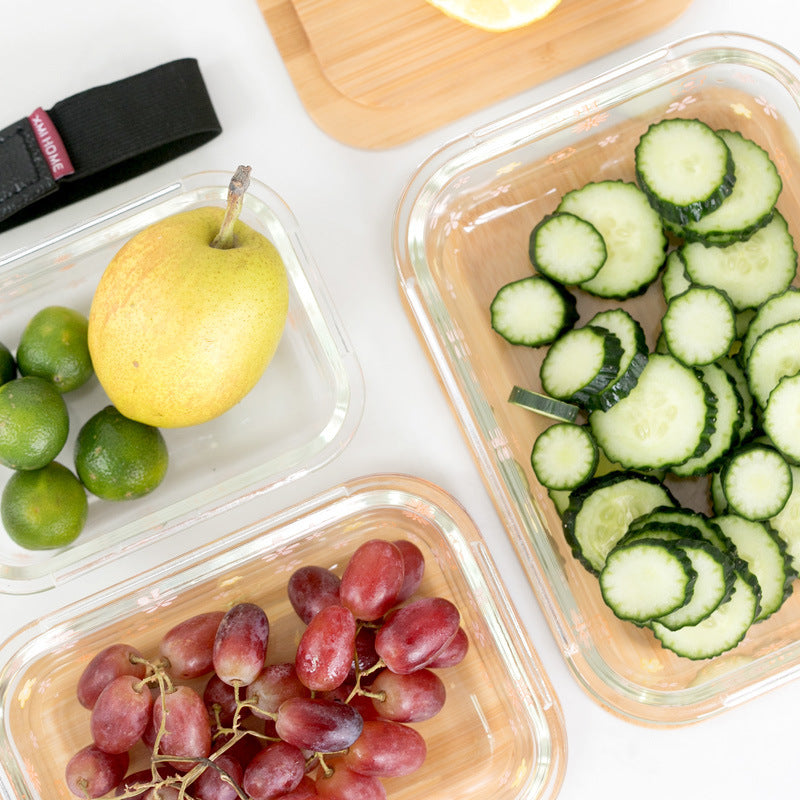 Glass Crisper with Bamboo Lid - Airtight Food Storage
