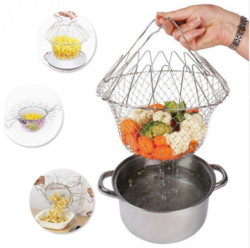 Stainless Fry Basket - Telescopic Folding