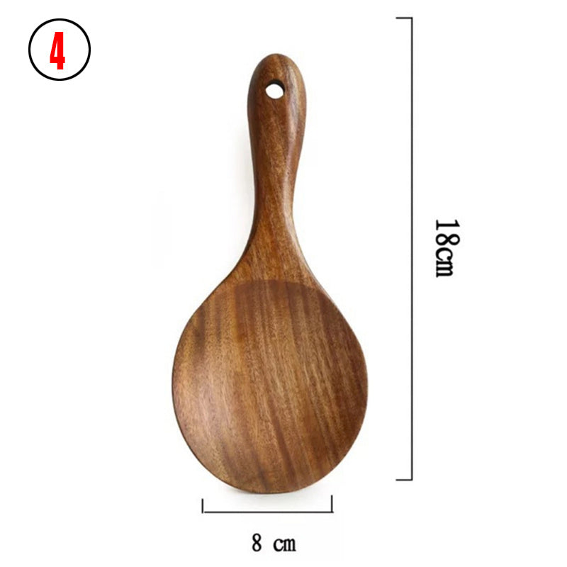 Teak Wood Tableware Set - Spoon, Ladle, Turner