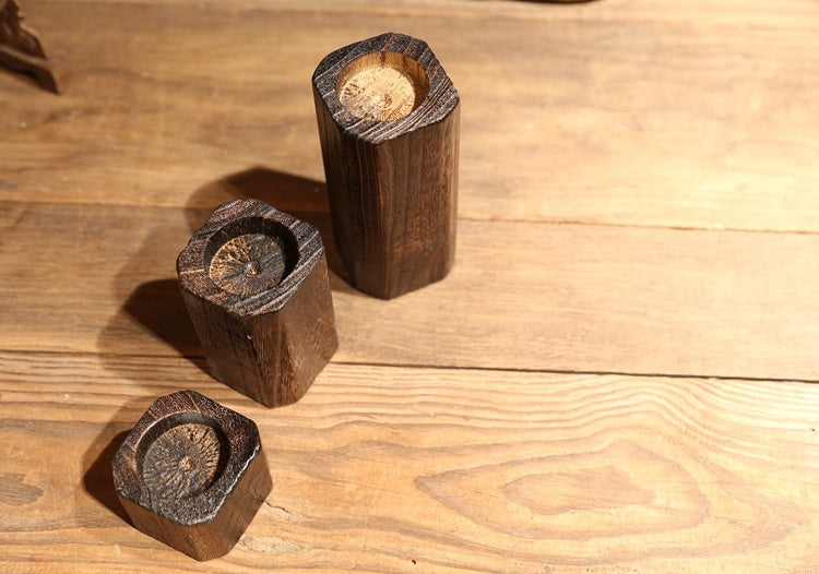 Wood Candle Holder - Simple Natural Candlestick