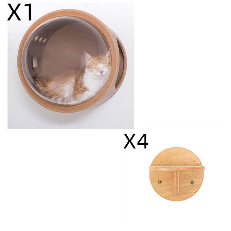 Wood Cat Wall Perch with Springboard - Scratching Post
