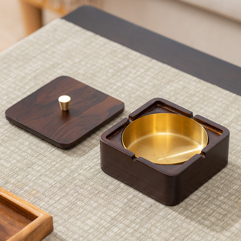 Solid Wood Ashtray - Anti-Fly Ash - Home & Office