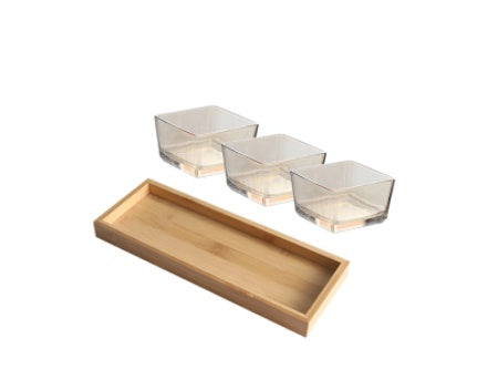 Bamboo Snack Tray - Divided Wooden Serving Platter