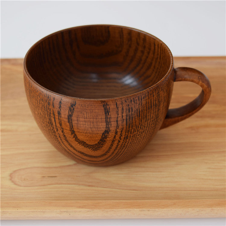 Wood Coffee Mug with Handle - Natural Whole Wood Cup