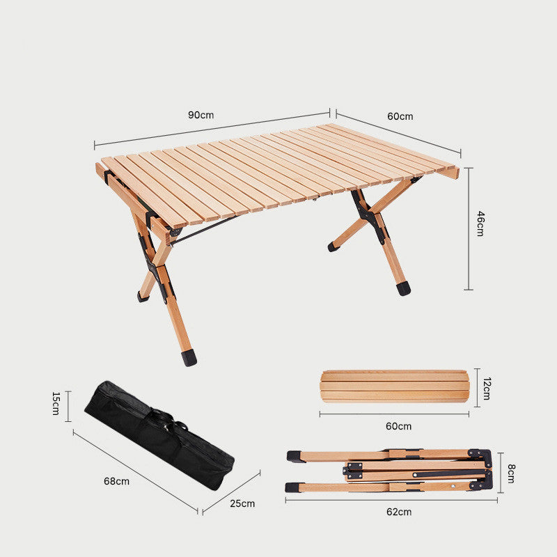 Beech Wood Egg Roll Table - Outdoor Portable Folding