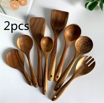 Teak Wood Tableware Set - Spoon, Ladle, Turner