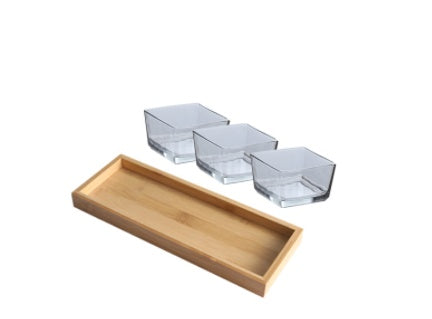 Bamboo Snack Tray - Divided Wooden Serving Platter