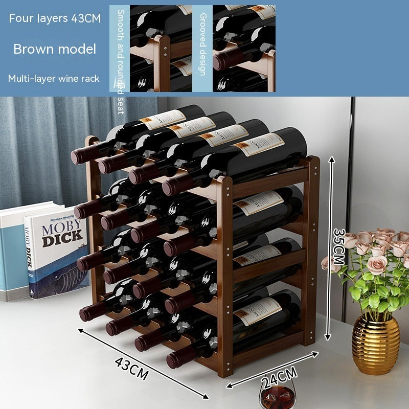 Wood Wine Display Rack - Decorative Cabinet Organizer