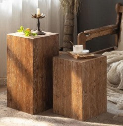 Retro Wood Side Table - Small Square