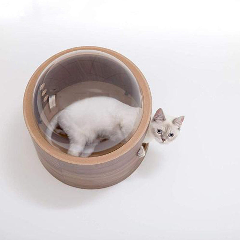 Wood Cat Wall Perch with Springboard - Scratching Post
