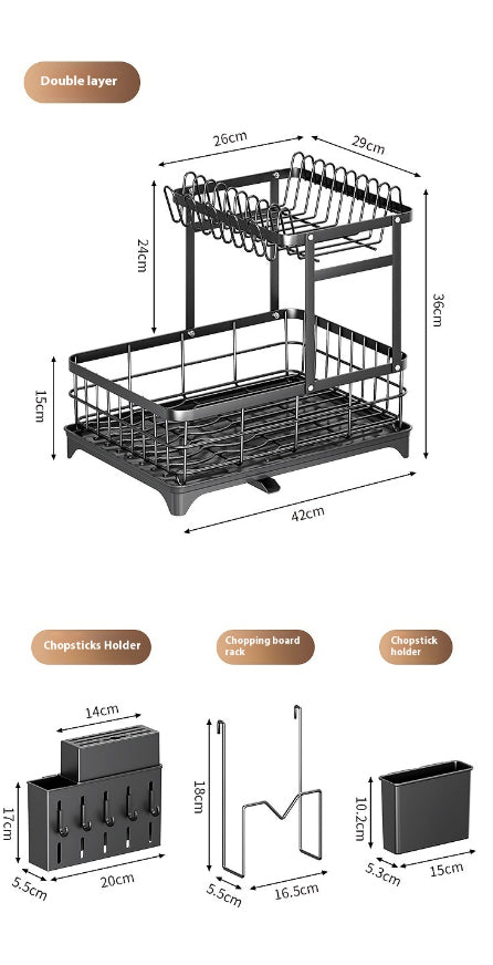 Self-Draining Dish Rack - Countertop Organizer