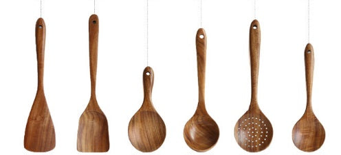 Teak Wood Tableware Set - Spoon, Ladle, Turner