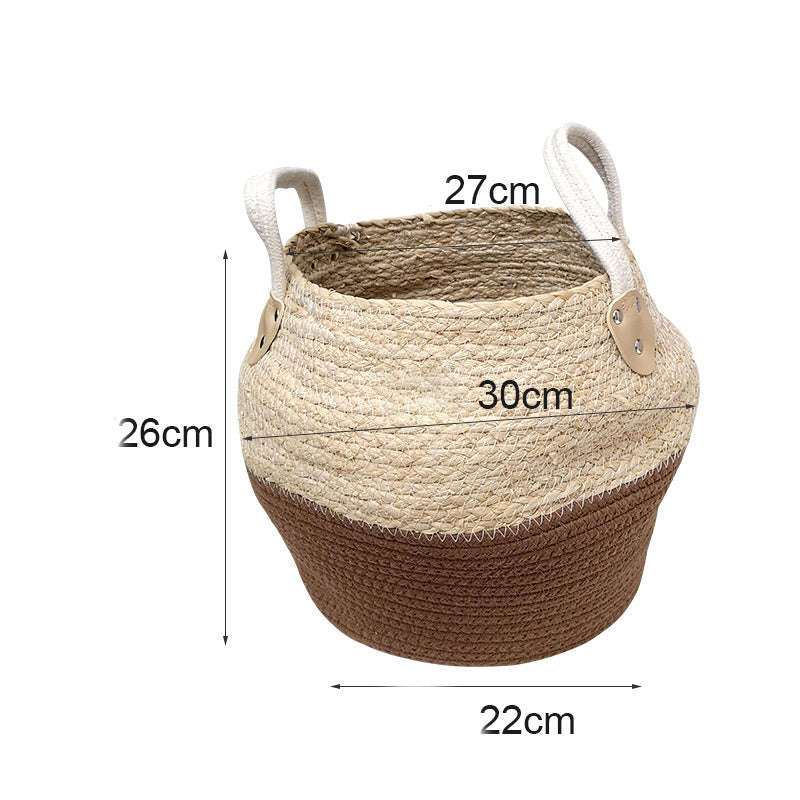 Straw Storage Basket - Natural Rustic Woven Organizer