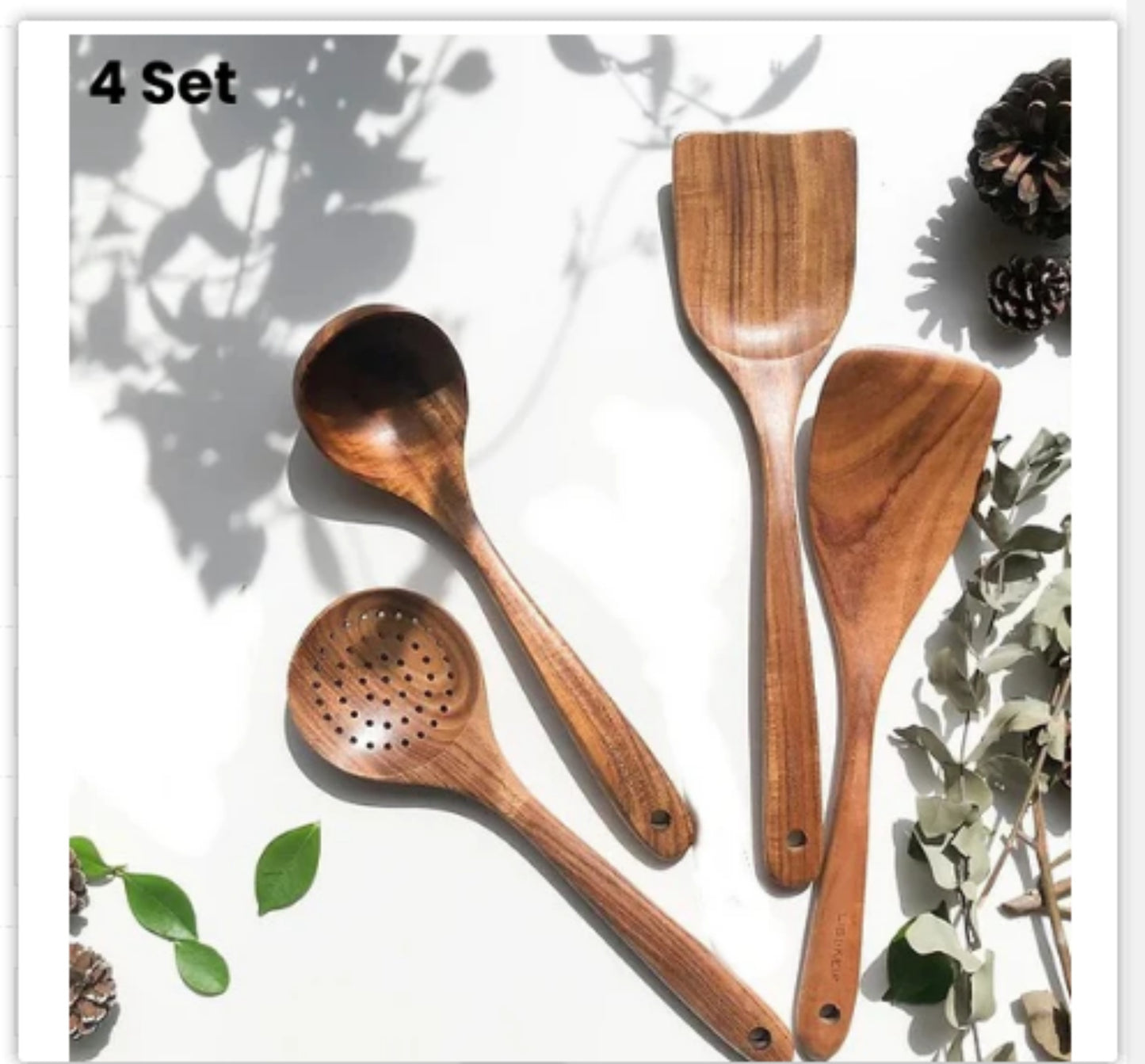 Teak Wood Tableware Set - Spoon, Ladle, Turner